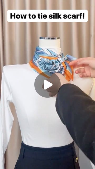 ilymix ❤ on Instagram: "How to tie silk scarf. #silkscarf #fashionblogger #styleblogger #fashionstyle #scarf" How To Tie A Large Square Silk Scarf, How To Tie A Silk Scarf Around Your Neck, How To Tie A Square Scarf, How To Tie A Neck Scarf, How To Tie A Silk Scarf, How To Wear Silk Scarf, How To Tie Scarf Around Neck, How To Style A Silk Scarf, How To Style Scarf