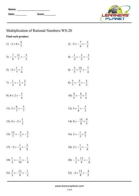 multiplication and division of integers worksheets Worksheet Multiplication, Rational Numbers Worksheet, Math Worksheets For Kids, Numbers Worksheet, Math Sheets, Learning Mathematics, Rational Numbers, 1st Grade Math Worksheets, Multiplication Worksheets