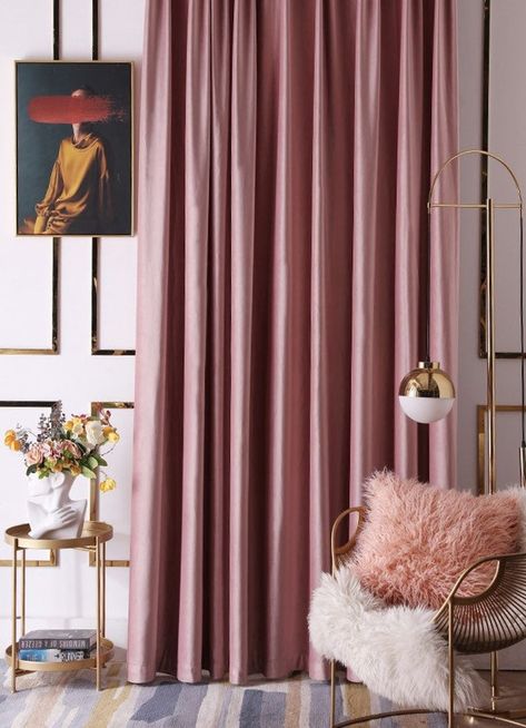 Dusty Rose Luxury Velvet Curtains / Custom Made Curtain Panels | Etsy Dusty Rose Curtains, Dusty Pink Curtains, Rose Gold Curtains, Curtain Velvet, Pink Velvet Curtains, Custom Curtain Rods, Pink Blackout Curtains, Rose Curtains, Curtains Pictures