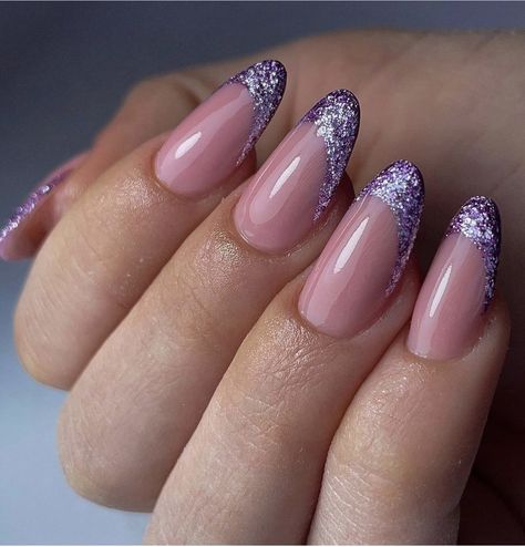 Glitter French Tips, Lilac Nails, French Tip Nails, Short Acrylic Nails, Nail Art Designs, Acrylic Nails, Lilac, Nail Designs, Nail Art