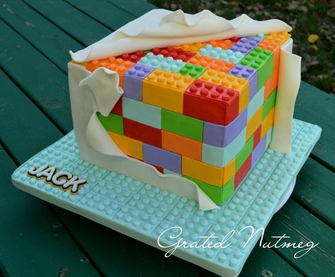 The Making of a Lego Cake – Grated Nutmeg Lego Cake Tutorial, Fondant Cake Ideas, Lego Birthday Cake, Boys Cake, Fig Cake, Cold Cake, Lego Cake, Lego Birthday Party, Lego Birthday