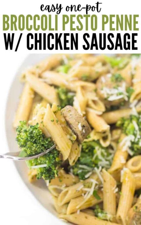 Broccoli With Chicken, Sausage Broccoli Pasta, Sausage Spinach Pasta, Sausage Broccoli, Light Dinners, Chicken Sausage Pasta, Broccoli Pesto, Italian Chicken Sausage, Chicken Penne