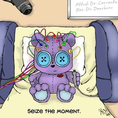 #EEG cartoon - very accurate depiction, great for helping kids understand #epilepsy Seizures Quotes, Seizures Non Epileptic, Seizures Awareness, Illness Humor, Seize The Moment, Awareness Quotes, Neurological Disorders, Invisible Illness, Little Bear