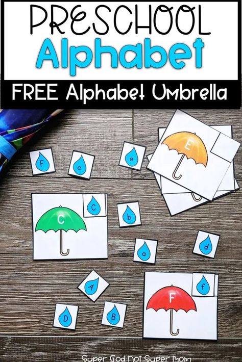 Umbrella Preschool Activities, Letter Matching Preschool, Weather Lesson Plans, Weather Lessons, Spring Crafts Preschool, Zoo Activities, April Activities, Alphabet Centers, Alphabet Activity