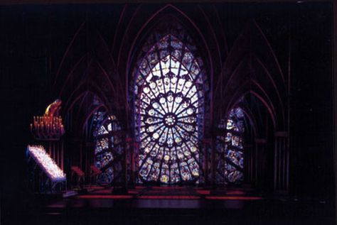 Gothic Theatre Set Design, Gothic Theatre, Gothic Stage Design, Notre Dame Musical, Gothic Theater, Color Wheel Art Projects, Scenic Design Theatres, Color Wheel Art, Christmas Films