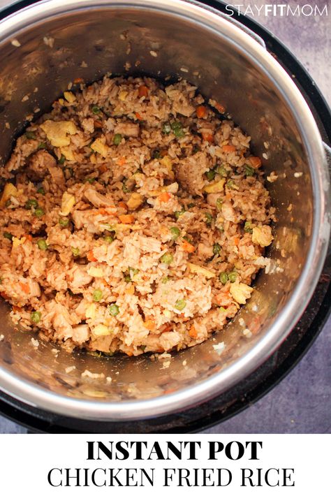 Instant Pot Chicken Fried Rice - Stay Fit Mom Instant Pot Chicken Fried Rice, Macros Diet Recipes, Baked Chicken Casserole, Stay Fit Mom, Chicken Fried Rice Recipe, Macros Diet, Macro Friendly Recipes, Chicken Meals, Macro Meals