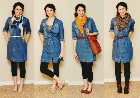 It was a simple denim chambray shirt dress with a tie at the waist. Description from snowangels.com. I searched for this on bing.com/images Denim Shirt Dress Outfit, Chambray Dress Outfit, Denim Dress Winter, Dress In Winter, Denim Dress Outfit, Looks Jeans, Shirt Dress Outfit, Chambray Shirt Dress, Wear To Work Dress