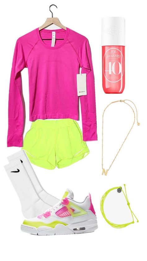 cute neon out fit Urban Air, Neon Outfits, Cute Everyday Outfits, Blue Pants, Pink Tops, Everyday Outfits, Neon, Pants, Pink