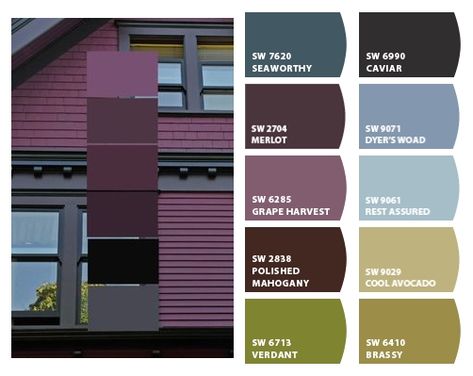 ColorSnap by Sherwin-Williams – Home Purple Exterior House, Purple House Exterior, Color Schemes Purple, Purple Door, Grape Harvesting, House Dream, House Color Schemes, House Color, Purple Home