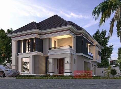 4 Bedroom Duplex Design, Modern Nigerian House Design, Nigerian Duplex House Design, 4 Bedroom Duplex House Plans In Nigeria, Contemporary Duplex House Design, Modern Duplex Design, Nigerian Houses, Residential Architecture House, Duplex Exterior