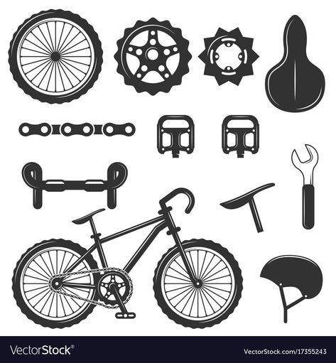 Black And White Bicycle, Bicycle Parts Art, Icons Black And White, Cycle Drawing, White Bicycle, Road Bicycle Bikes, Bike Illustration, Black Royalty, Cycle Parts