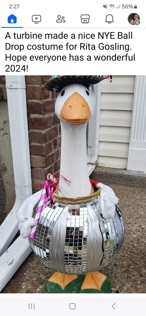 Porch Goose New Years, Porch Goose Clothes Patterns Free, Diy Porch Goose Clothes, Porch Goose Outfit Ideas, Porch Goose Outfit, Concrete Goose Outfits, Porch Goose Clothes Diy, Goose Clothes Pattern Free, Porch Goose Clothes