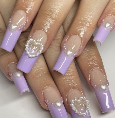 Stilleto Nails Designs, Purple Acrylic Nails, Cute Acrylic Nail Designs, French Acrylic Nails, Really Cute Nails, Jelly Nails, Gem Nails, Bling Acrylic Nails, Pink Acrylic Nails