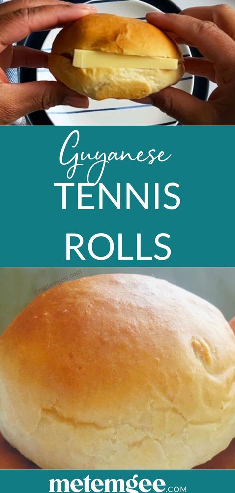 Guyanese tennis rolls are soft, sweet dinner rolls that are round and dense with tender crumbs at the center. Baked until they are a delicious golden brown, these fluffy mounds of bread are great as a snack or side dish. Tennis Rolls Guyanese, Rolls Dinner, Guyanese Recipes, Sweet Dinner Rolls, Sweet Bread Rolls, Cocoa Tea, Recipe Sweet, Hawaiian Rolls, Bread Roll