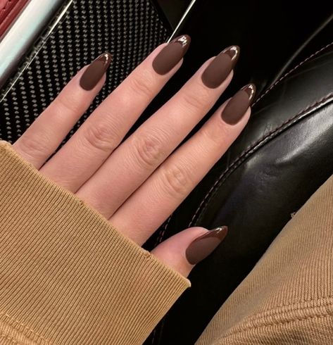 Fall Basic Nails, Nails Matte Brown, Brown Matte Nails, Brown Fall Nails Designs, Brown Fall Nails, Fall Nails Designs, 2024 Era, Witchy Nails, Short Square Nails