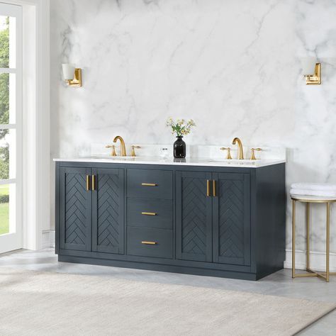 Everly Quinn Mariela 72'' Free-standing Double Bathroom Vanity with Cultured Marble Vanity Top | Wayfair Engineered Stone Countertops, Blue Bathroom Vanity, Cultured Marble Vanity Top, Topanga Canyon, Stone Countertop, Double Sink Bathroom, Marble Vanity Tops, Double Sink Bathroom Vanity, Double Bathroom