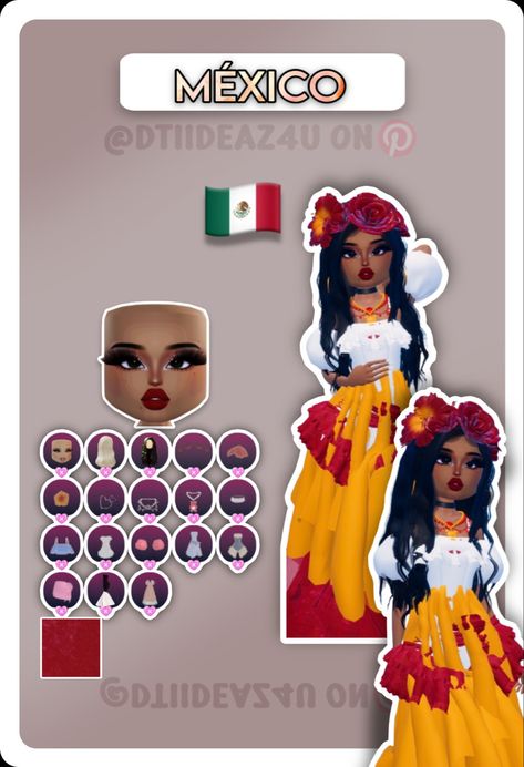 • 🏵️ • - #fyp #dti #dresstoimpress #dress #to #impress #roblox #dtiideas #aesthetic #outfitideas #dresstoimpressideas #idea #board #pin #robloxpin #robloxdti #robloxdresstoimpress Your Culture Dress To Impress, Mariachi Dress, Mexico Dress, Culture Dress, Dti Outfits, Board Pin, Idea Board, Art Fashion, Fashion Art