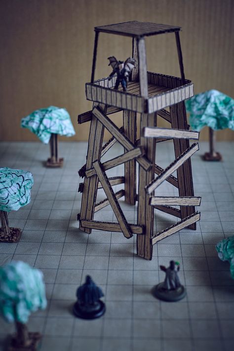 Cardboard watchtower d&d dungeons and dragons battle map terrain minis Dnd Crafts Diy, Map Terrain, Dungeons And Dragons Diy, Dnd Diy, Wood Carving Art Sculpture, Dnd Crafts, Dnd Minis, Battle Map, Dungeons And Dragons 5e