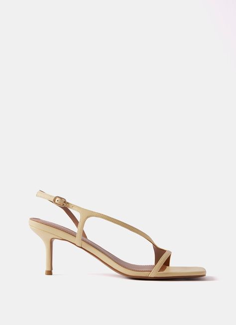 Strappy Kitten Heels, White Leather Sandals, Party Heels, Timeless Dress, Mint Velvet, Yellow Leather, Custom Bags, Back Strap, Low Heels