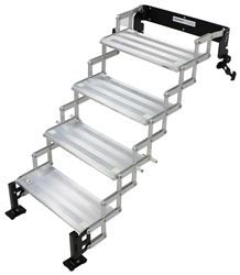 TorkLift GlowStep Stow N' Go Scissor Steps w/ Landing Gear - 4 Steps - 375 lbs - Black Bracket Camper Steps, Glow Tape, Scissors Design, Bed Steps, Handrail Design, Truck Bed Camper, Stair Landing, Gear 4, Steps Design