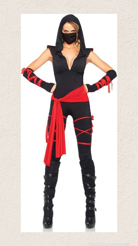 Great costume idea!! #ninja #women #halloween #trickortreat Women Ninja, Ninja Halloween, Diy Costumes Women, Halloween Costumes For Women, Costume Women, Leg Avenue, Women Halloween, Long Torso, Couple Halloween Costumes