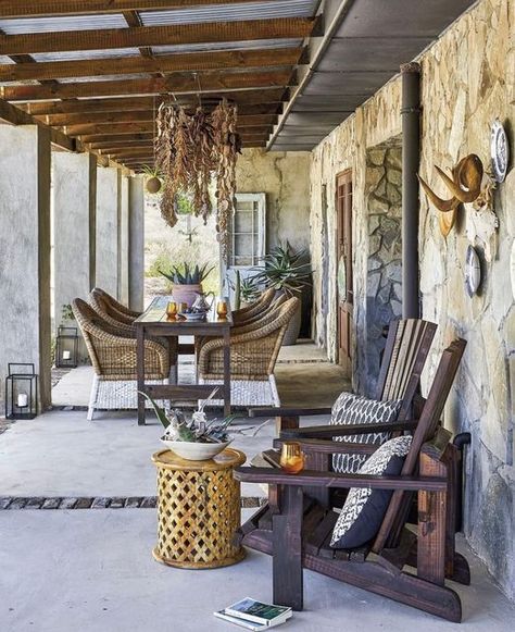 Karoo Farmhouse, South African Decor, South African Homes, Afternoon Sun, African Decor, Farmhouse Interior, Small Patio, Porch Patio, Outdoor Life