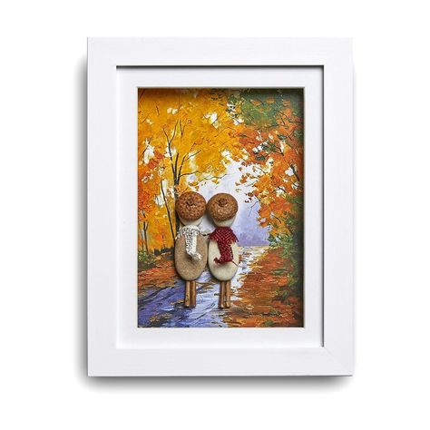 (1) The Pebble Art- handmade & unique pebble pictures. Perfect gift idea. Celebrating Friendship, Quirky Home, Pebble Pictures, People Walking, Quirky Home Decor, Nautical Design, Making Crafts, Autumn Forest, Natural Wood Frames