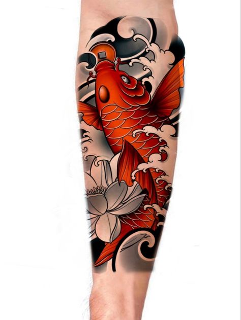 Tato Ikan Koi Di Lengan, Forearm Koi Fish Tattoo Men, Koi Leg Tattoo Men, Japan Fish Tattoo Design, Japanese Tattoo Art Koi Fish, Kio Fish Tattoo Design, Koi Fish Tattoo Forearm For Men, Tattoo Ikan Koi, Tattoo Designs Men Forearm Half Sleeves