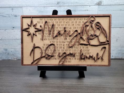 Laser Cut Christmas Ideas Laser Engraving Ideas Gifts Christmas, Mary Did You Know Sign, Christmas Engraving Ideas, Laser Svg Files, Wooden Lasercut Ideas, Christmas Kidscrafts, Laser Projects, Laser Engraved Ideas, Decor For Christmas