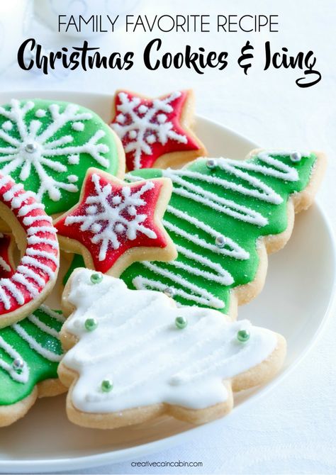 I’m sharing my mom’s recipe today. It’s that recipe that always reminds me of home and my childhood. Every year my mom would bake a big batch of rollout cookies and my brother and I would sit on the counter and frost cookies for hours. I carried on the tradition and made these with my boys when … Best Sugar Cookie Recipe, Stick Butter, Best Sugar Cookies, Xmas Cookies, Köstliche Desserts, Christmas Cooking, Sugar Cookies Recipe, Tea Cakes, Holiday Cooking