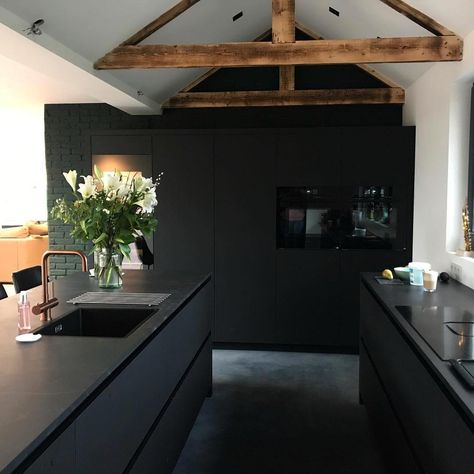 Black Countertops, Painting Kitchen, Painting Kitchen Cabinets, Black Kitchens, Countertops, Kitchen Design, Kitchen Cabinets, Wood, On Instagram