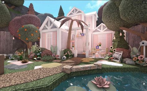 Fairycore House, Preppy Bloxburg, Blush House, Roblox Houses, Aesthetic Bloxburg, Bloxburg Layout, Bloxburg Rooms, Bloxburg Hacks, Cute Blush