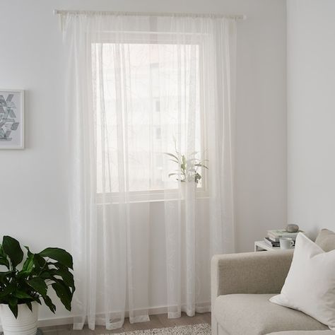 Curtains Without Sewing, Ikea Curtains, Net Curtains, Voile Curtains, White Sheets, Beautiful Curtains, Ikea Family, White Curtains, White Leaf