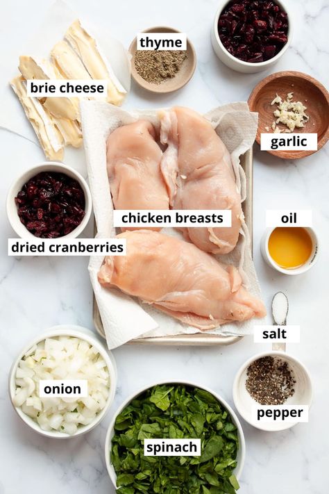 Cranberry and Brie Stuffed Chicken - iFoodReal.com Brie Stuffed Chicken, Cranberry And Brie, Spinach Stuffed Chicken Breast, Dinner Pies, Stuffed Chicken Breast Spinach, Cranberry Chicken, Fancy Dinner Recipes, Brie Recipes, Chicken Breast Recipes Baked