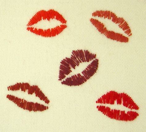 поцелуи Kiss Embroidery, Embroidered Lips, Embroider Ideas, Clothes Embroidery Diy, Simple Hand Embroidery Patterns, Pola Sulam, Red Embroidery, Embroidery On Clothes, Cute Embroidery