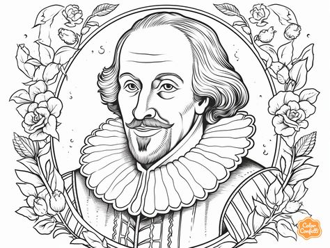 illustration of Step into Shakespeare's world of color Romeo And Juliet Coloring Pages, The Bard, Coloring Page For Adults, Historical Moments, Aspiring Artist, Classic Literature, World Of Color, Romeo And Juliet, Adult Coloring Pages