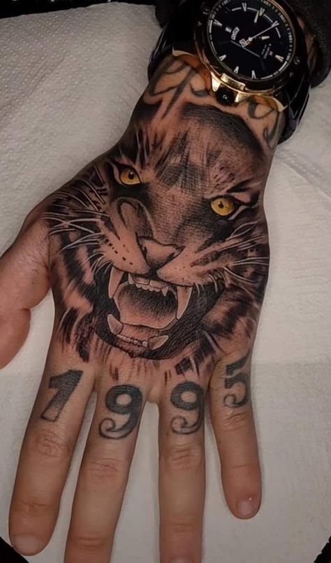 Lion Hand Tattoo Men, Tiger Hand Tattoo, Medusa Drawing, Leg Band Tattoos, Lion Hand Tattoo, Herren Hand Tattoos, Trishul Tattoo Designs, Bear Tattoo Designs, Hand And Finger Tattoos