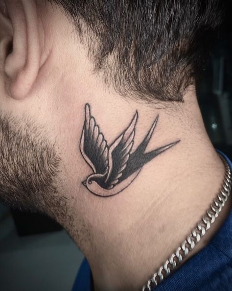 Wing Neck Tattoo, Simple Neck Tattoos, Bird Tattoo Neck, Flower Neck Tattoo, Neck Tattoos For Men, Front Neck Tattoo, Neck Tattoo Ideas, Best Neck Tattoos, Small Neck Tattoos