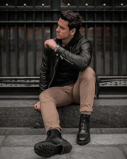 Black Shirts Outfits for Men- 22 Ways to Wear A Black Shirt Black Boots Outfit Casual, Black Boots Outfit Men, Black Boots Men Outfit, Rockstar Outfit Men, Black Shirt Outfit Men, Black Shoes Outfit, Black Shirt Outfits, Black Leather Jacket Outfit, Black Work Boots