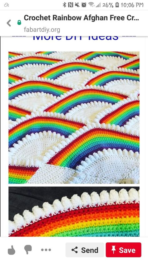 Crochet Rainbow Afghan Patterns Free, Wheat Stitch, Rainbow Afghan, Crochet Blanket Rainbow, Afghan Crochet Patterns Easy, Toddler Crochet, Crocheted Afghans, Diy Crafts Crochet, Crochet Rainbow