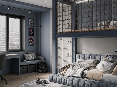 Teenager Room Ideas For Boys, Kids Bedroom Boys, Children's Bedroom Ideas, Boys Room Design, Bunk Beds Built In, Modern Kids Bedroom, Kids Bedroom Inspiration, Teenage Room, Boy’s Room