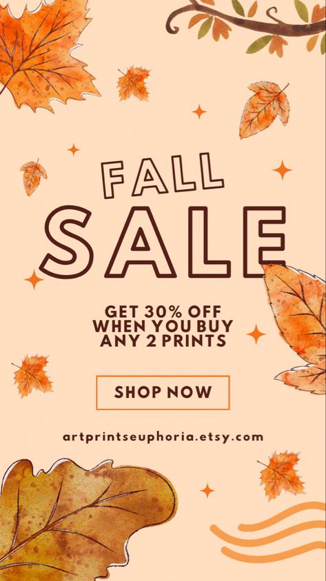 Digital Wall Art, Digital Planners, Invitation Templates, Canva Templates, Taylor Swift Posters, Retro Vintage Posters Fall Email Design, Thanksgiving Ads, Fall Classroom Decorations, Handmade Crystal Jewelry, Leaves Autumn, Fall Sale, Brown Fall, Ad Creative, Autumn Sales