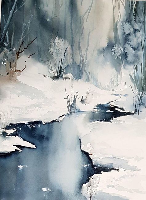 Watercolor Scenery, Family Clipart, Illustration Flower, Watercolor Art Landscape, Animals Watercolor, Abstract Watercolor Landscape, Winter Landscape Painting, Watercolor Paintings For Beginners, Winter Watercolor