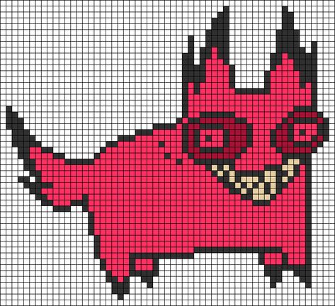 Bead Art Minecraft, Hazbin Hotel Alpha Pattern, Pixel Art Bracelet, Hazbin Hotel Pixel Art Grid, Hazbin Hotel Cross Stitch, Hazbin Hotel Perler Bead Patterns, Cool Pixel Art Grid, Hazbin Hotel Crochet, Hazbin Hotel Perler Beads