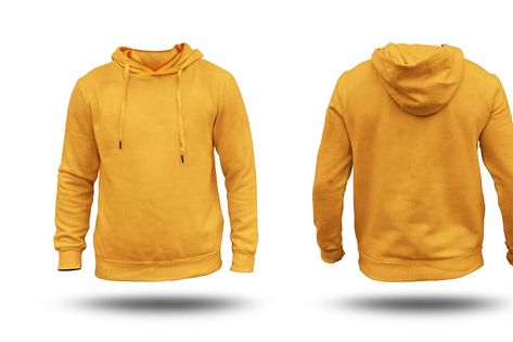 Blank orange Hoodie mock up template, front and back view, isolated on white, plain hoodie mockup. Hoodie design presentation for print. Mock Up Hoodie, Plain Hoodies, Hoodie Mockup, Orange Hoodie, Design Presentation, Yellow Hoodie, Back View, Presentation Design, Hoodie Design