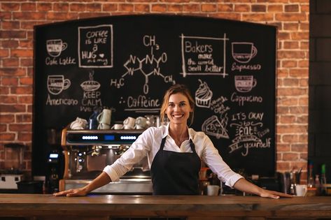 Female Barista, Cafe Names Ideas, Cafe Owner, Cafe Counter, Opening A Coffee Shop, Bakery Design Interior, Best Espresso, Bakery Design, Restaurant Owner