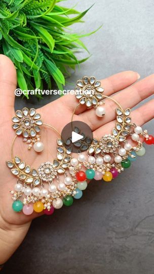 4.6K views · 346 reactions | Amazing diy earrings making at home❤️🔥#shorts#youtubeshorts#diycrafts#diyearrings#diy#viral#creative#diyearrings#viralvideo#viralreels#trending #trendingearrings #trendingjewellery #kundan#kundanearring #kundanjewellery#chandbali#jhumka#beads#pearls#earrings | Easy Craftby Sania | Faris Shafi · Blockbuster Jewellery Diy, Pearls Earrings, Earrings Making, Kundan Earrings, Amazing Diy, Kundan Jewellery, Girly Jewelry, Diy Earrings, Pearl Earrings