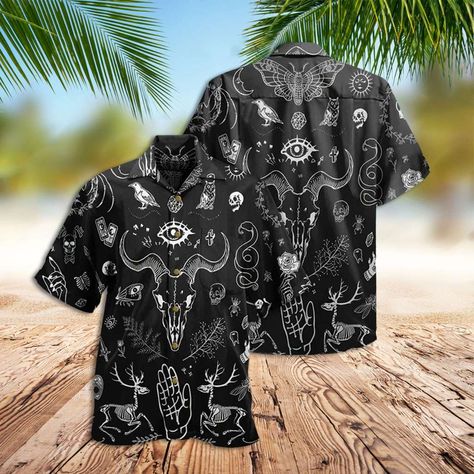 Goth Hawaiian Shirt, Hawaiian Goth, Black Hawaiian Shirt, Shirts Black, Aloha Shirt, Hawaii Shirt, Hawaiian Shirts, Gift Collections, Trending Shirts