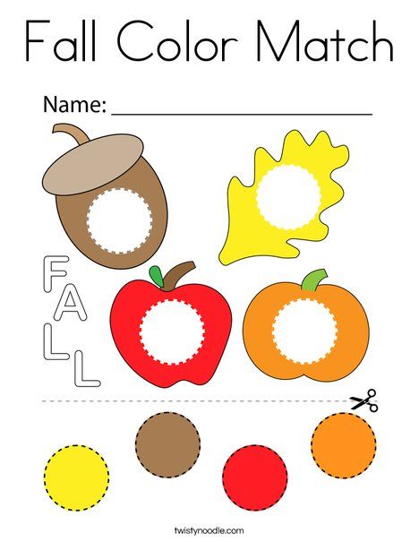 Fall Color Match Coloring Page - Twisty Noodle Fall Colors Activities For Preschool, Fall Opposites Preschool, Two Year Old Fall Activities, Fall Matching Worksheets For Preschool, Colors Of Fall Preschool, Color Review Preschool Worksheets, Harvest Toddler Crafts, Fall Animal Activities For Toddlers, Harvest Week Preschool