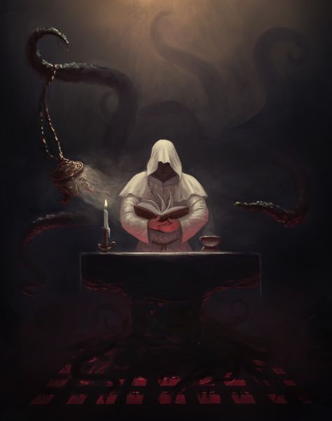 Ritual, Marek Kwapuliński on ArtStation at https://www.artstation.com/artwork/rdYvL Lovecraft Art, Cthulhu Art, Call Of Cthulhu Rpg, Lovecraft Cthulhu, Lovecraftian Horror, Hp Lovecraft, Eldritch Horror, Cthulhu Mythos, Cosmic Horror